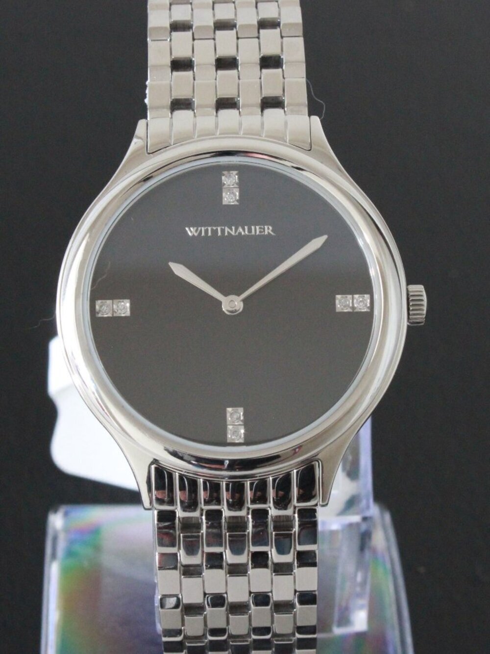Wittnauer Ladies Quartz Watch 8 Hand Set Diamonds Minimalist Dial 34mm - Picture 3 of 12